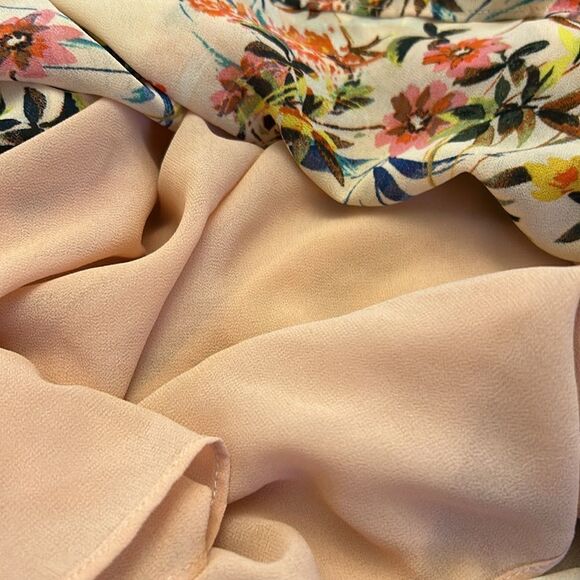 Rose + Olive peach floral ruffle long sleeve blouse Size S EUC - Picture 10 of 11